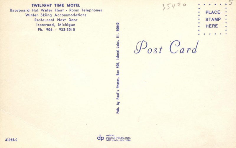 Twilight Motel - Vintage Postcard Back